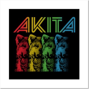 Cool Retro Groovy Akita Dog Posters and Art